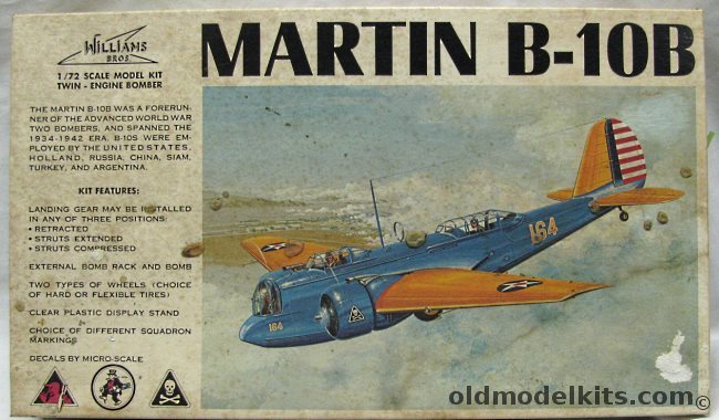 Williams Brothers 1/72 Martin B-10B Bomber - 96th Bombardment Squadron / 11th BS / 31st BS, 72-210 plastic model kit